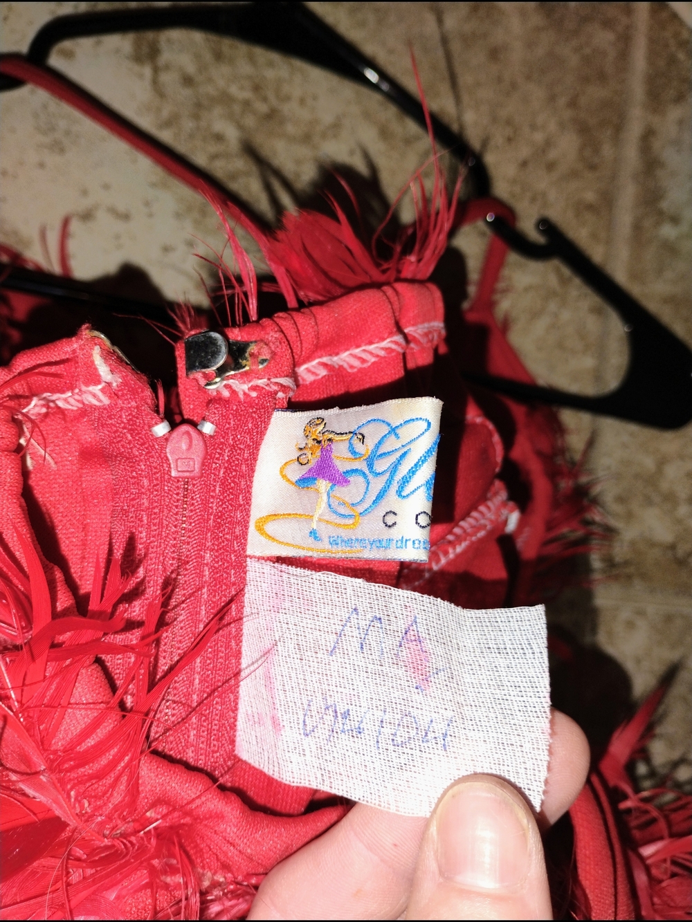 Glitz Vibrant Red Feather Party Dress - Picture 4 of 5